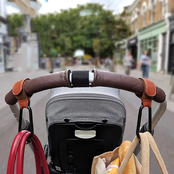 Premium Leather Stroller Hooks (2pcs)