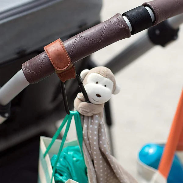 Premium Leather Stroller Hooks (2pcs)