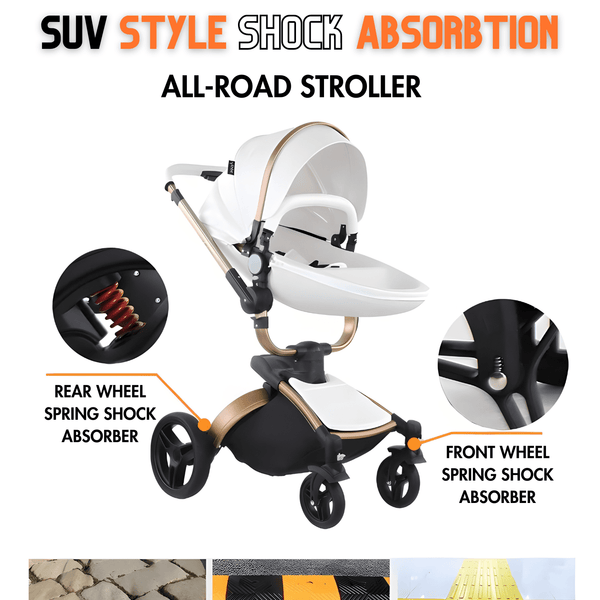 Luxury Leather 360° Rotating 3-in-1 Baby Stroller