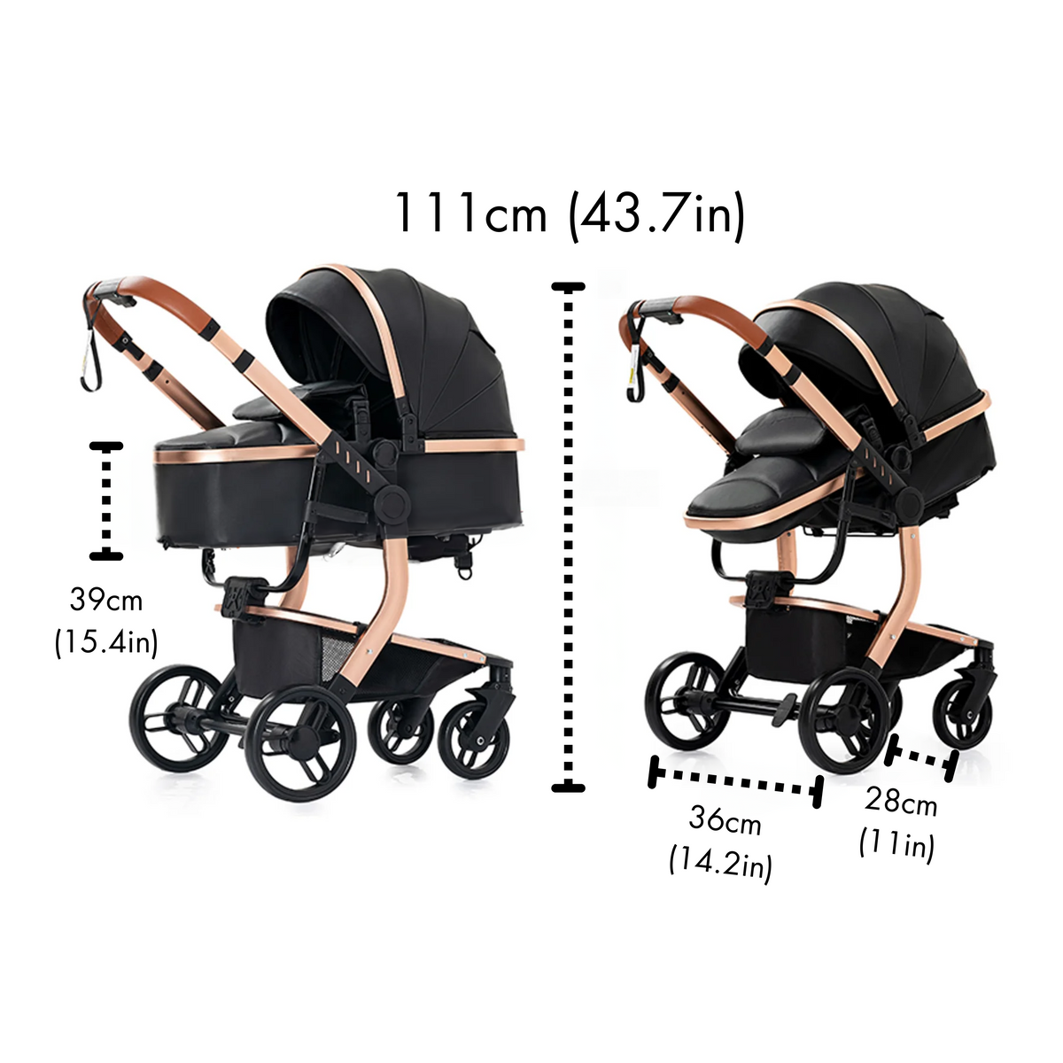 Luxury Leather 2-in-1 Baby Stroller