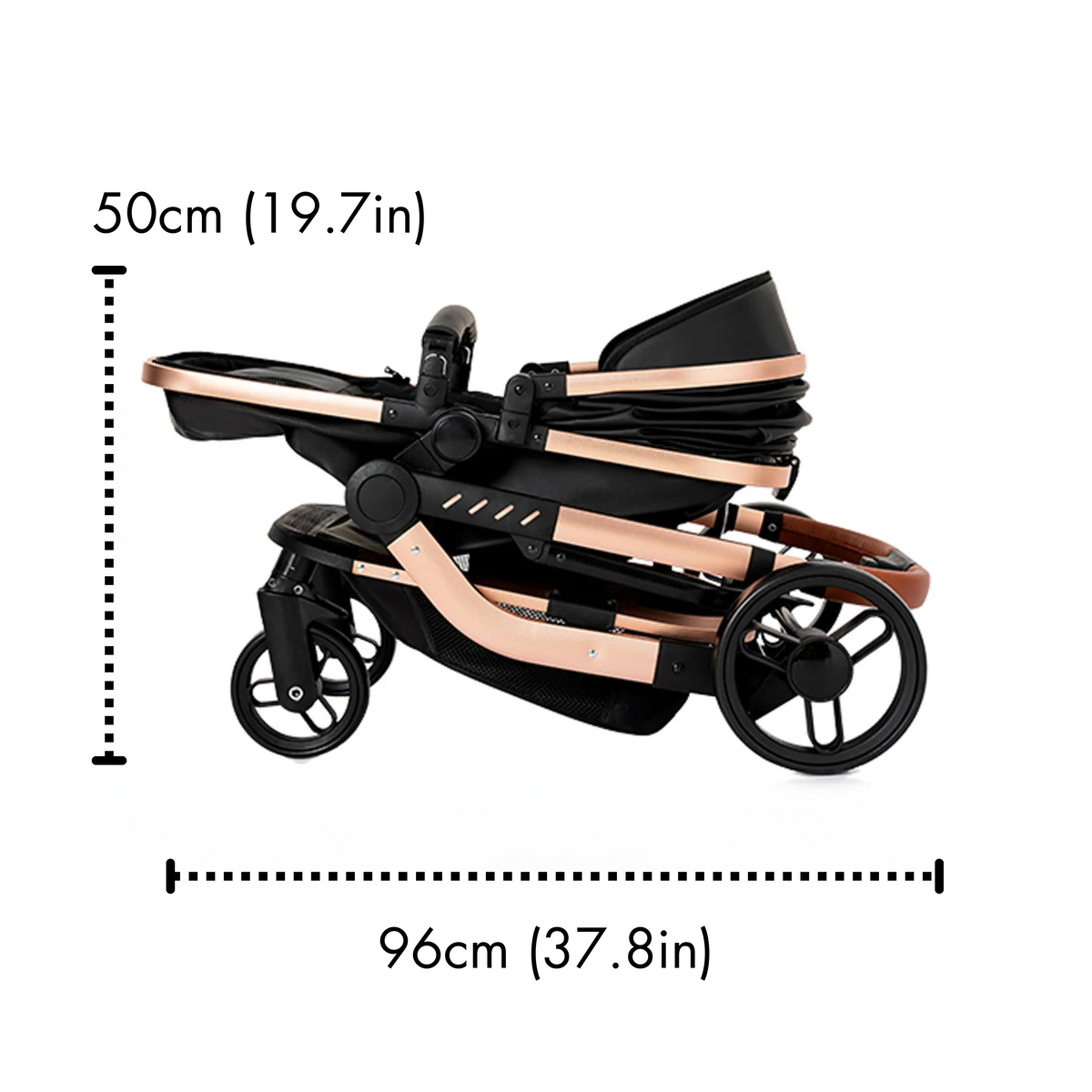 Lyxig läder 2-i-1 barnvagn 