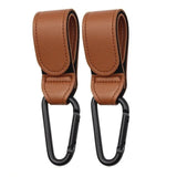  Premium Leather Stroller Hooks in brown