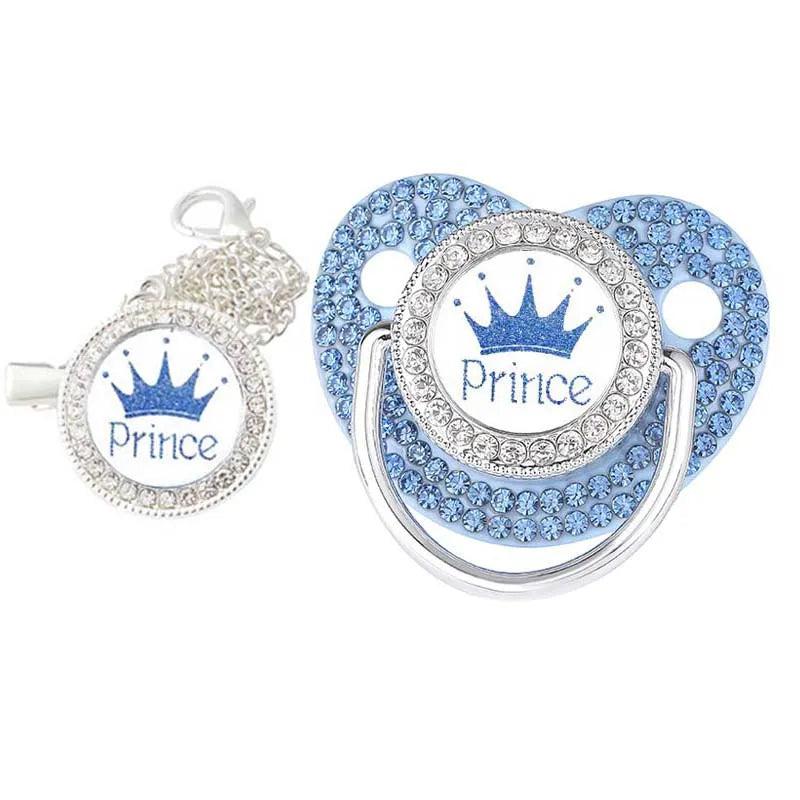 Luxury Princess & Prince Baby Bling Pacifier & Clip
