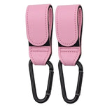 Leather stroller hooks in pink