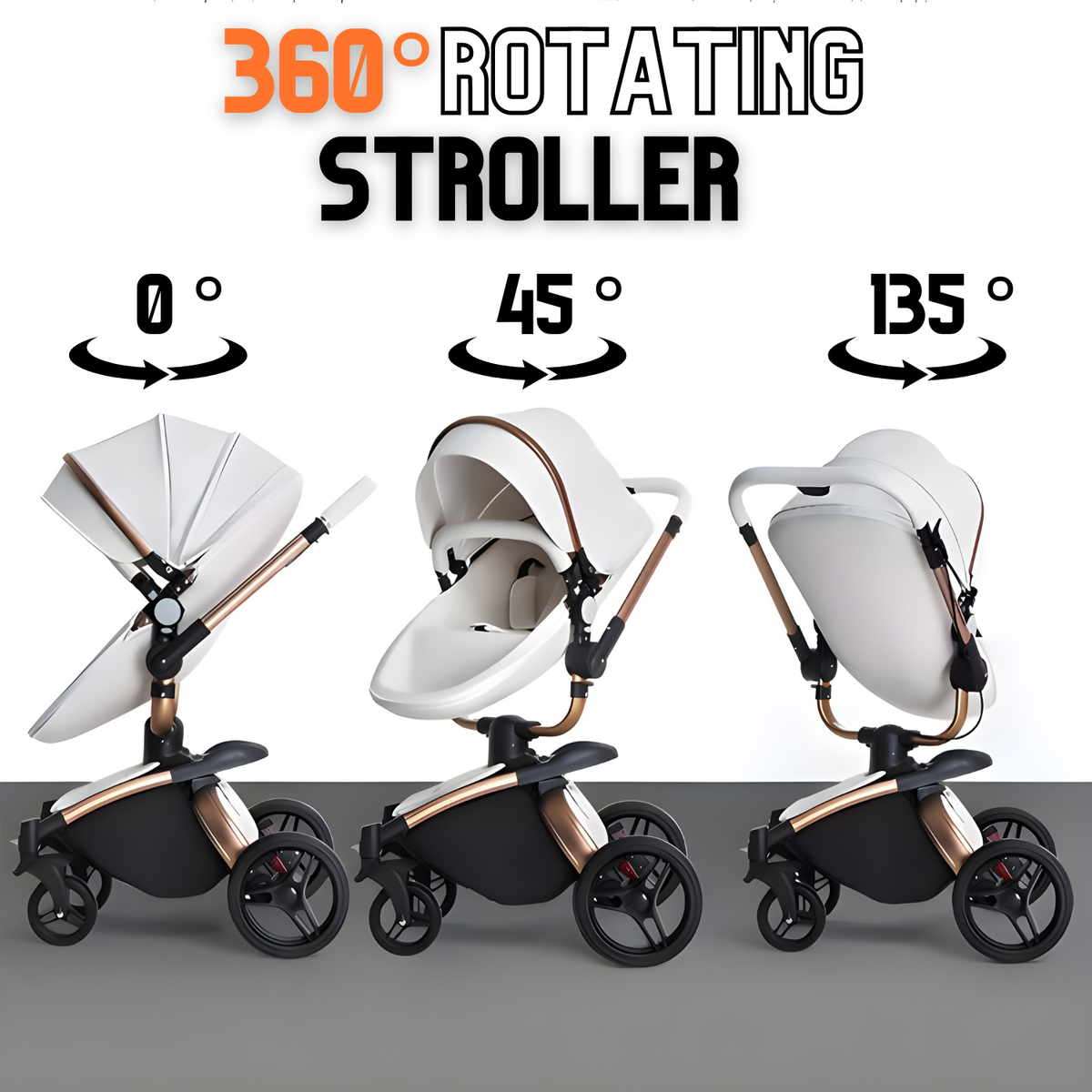 Luxury Leather 360° Rotating Range 2-in-1 Baby Stroller