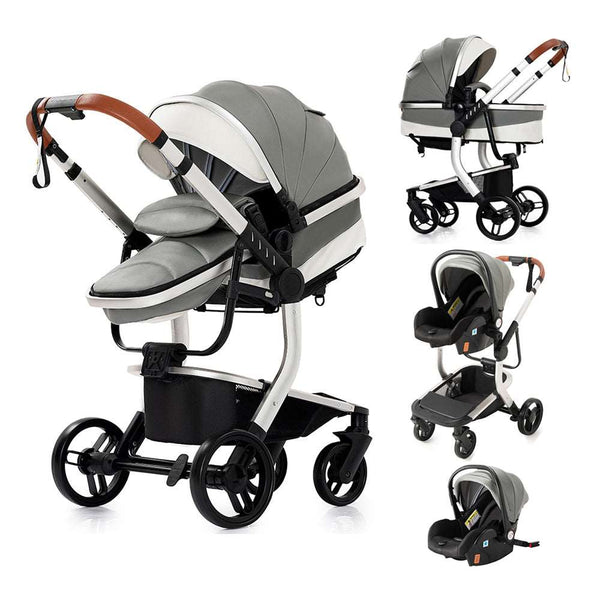 Luxury Leather 3-in-1 Baby Stroller