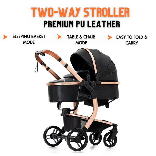 Luxury Leather 2-in-1 Baby Stroller