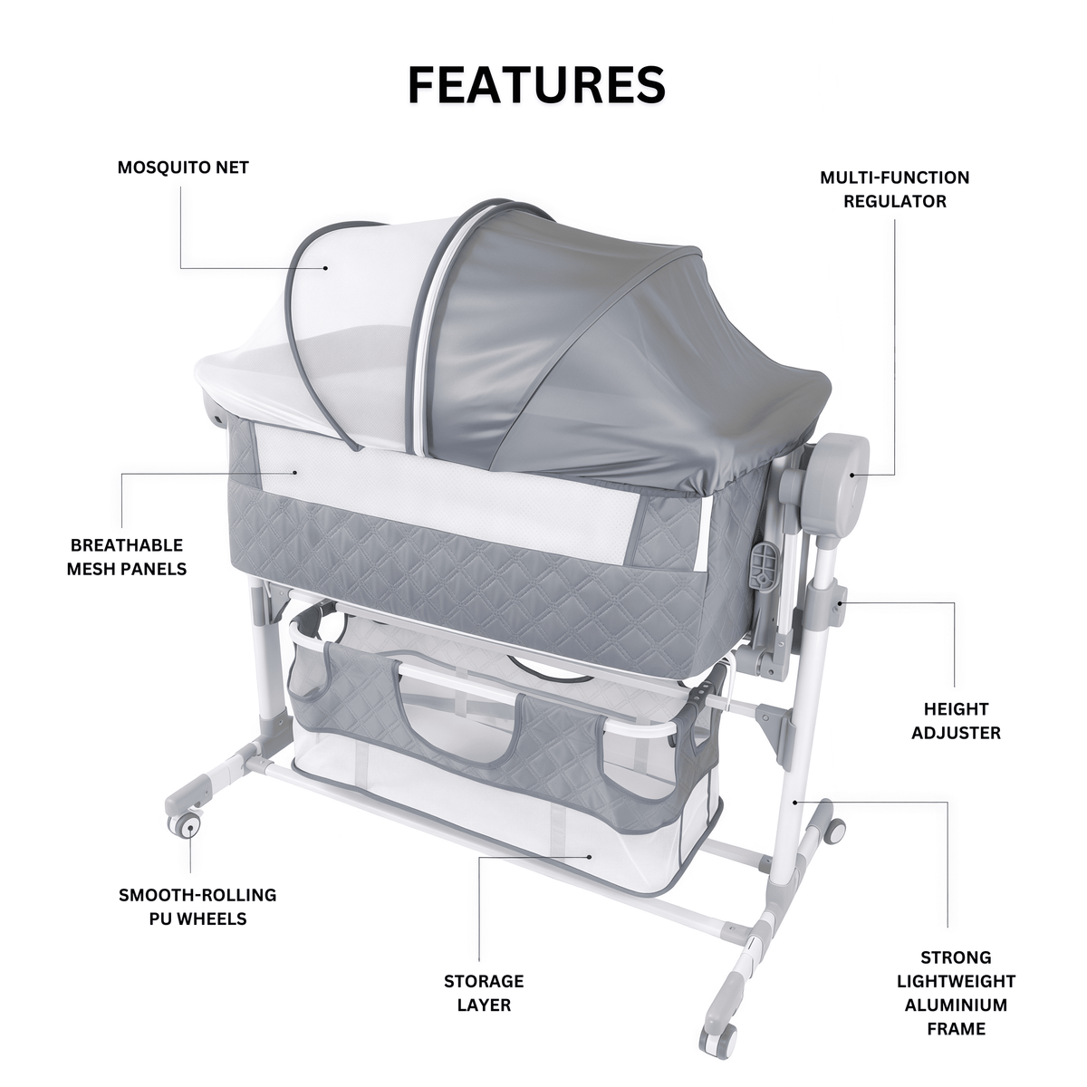 Auto-Swing 3-in-1 Premium Baby Bedside Sleeper (Special Edition)