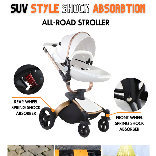 Luxury Leather 360° Rotating Range 2-in-1 Baby Stroller