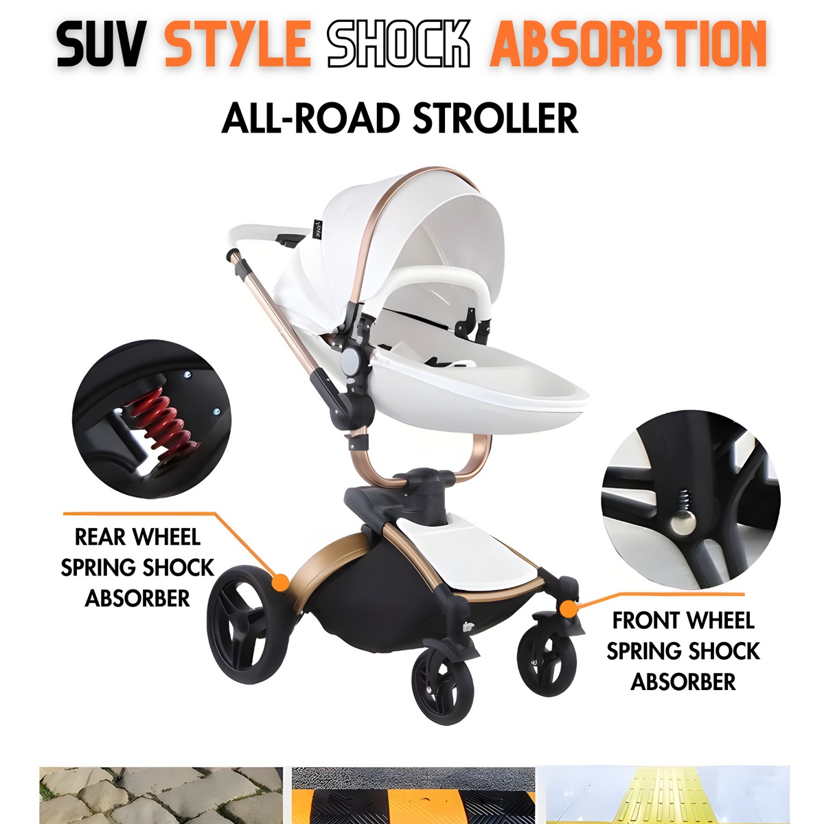 Luxury Leather 360° Rotating Range 2-in-1 Baby Stroller