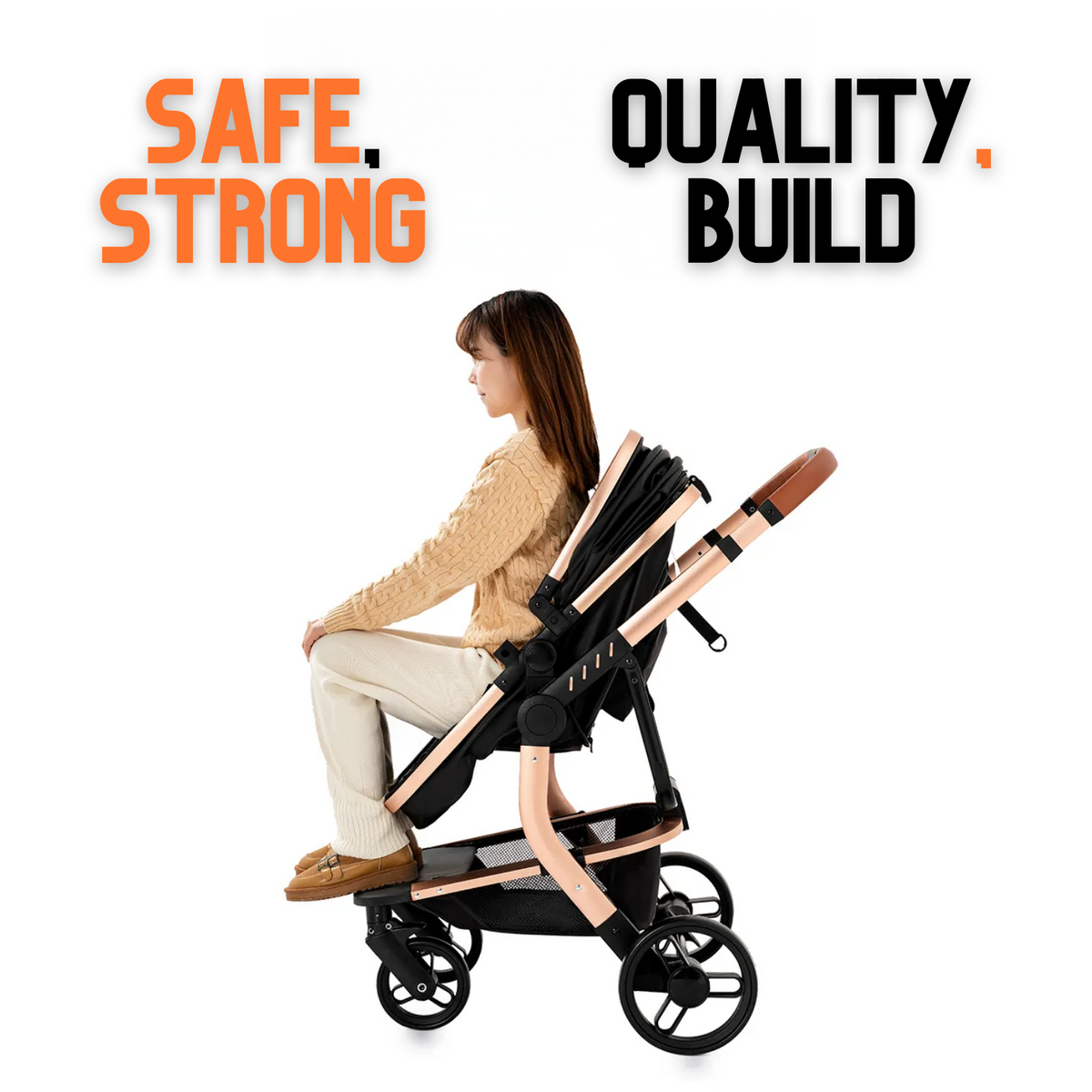 Luxury Leather 2-in-1 Baby Stroller