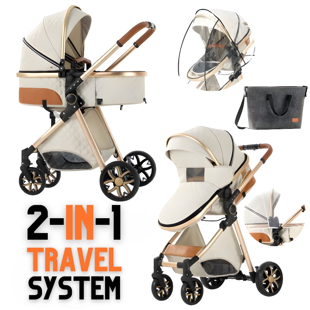 Ivory My Babiie Pram Travel System Luxury 2-in-1 Baby Stroller